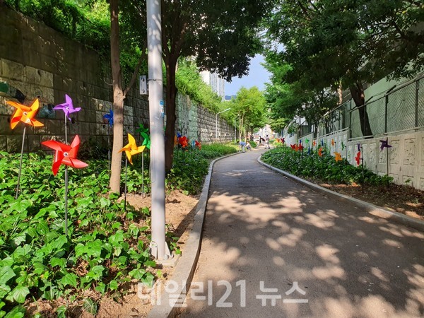 북구 만덕3동, 바람개비 가득한 산책로 조성한모습./사진=북구 북구 만덕3동, 바람개비 가득한 산책로 조성한모습./사진=북구